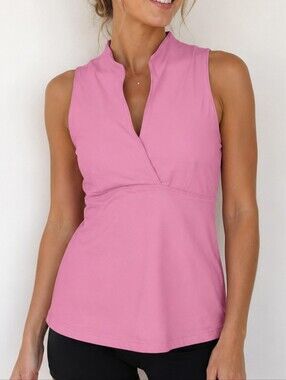 Lululemon Athletica Pink Sleeveless Wrap V-Neck Tank Top Size 6 Made in Canada